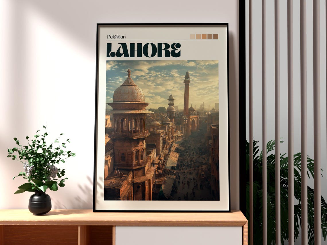 Lahore Pakistan Historic Old City Bazaar Domes Minarets Poster