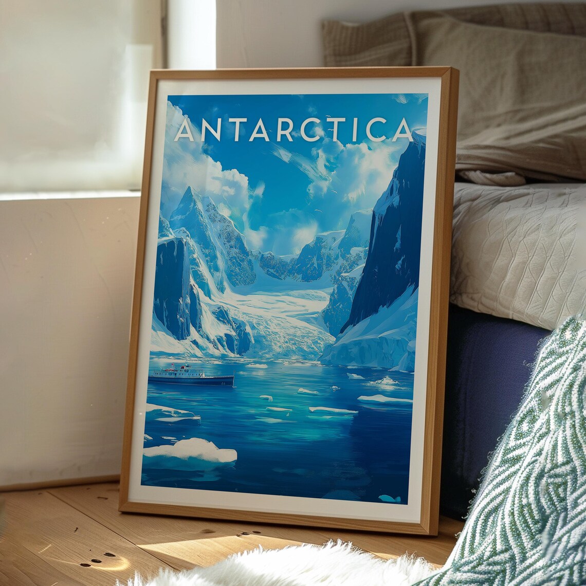 Antarctica Glacier Bay Ship Vintage Retro Style Travel Poster - Image 3