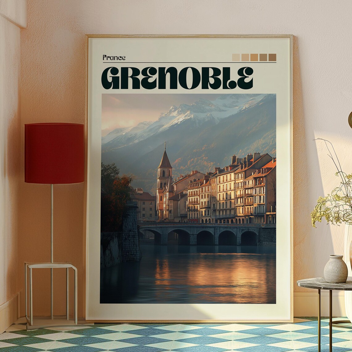 Grenoble France French Alps Mountain River View Travel Poster - Image 2