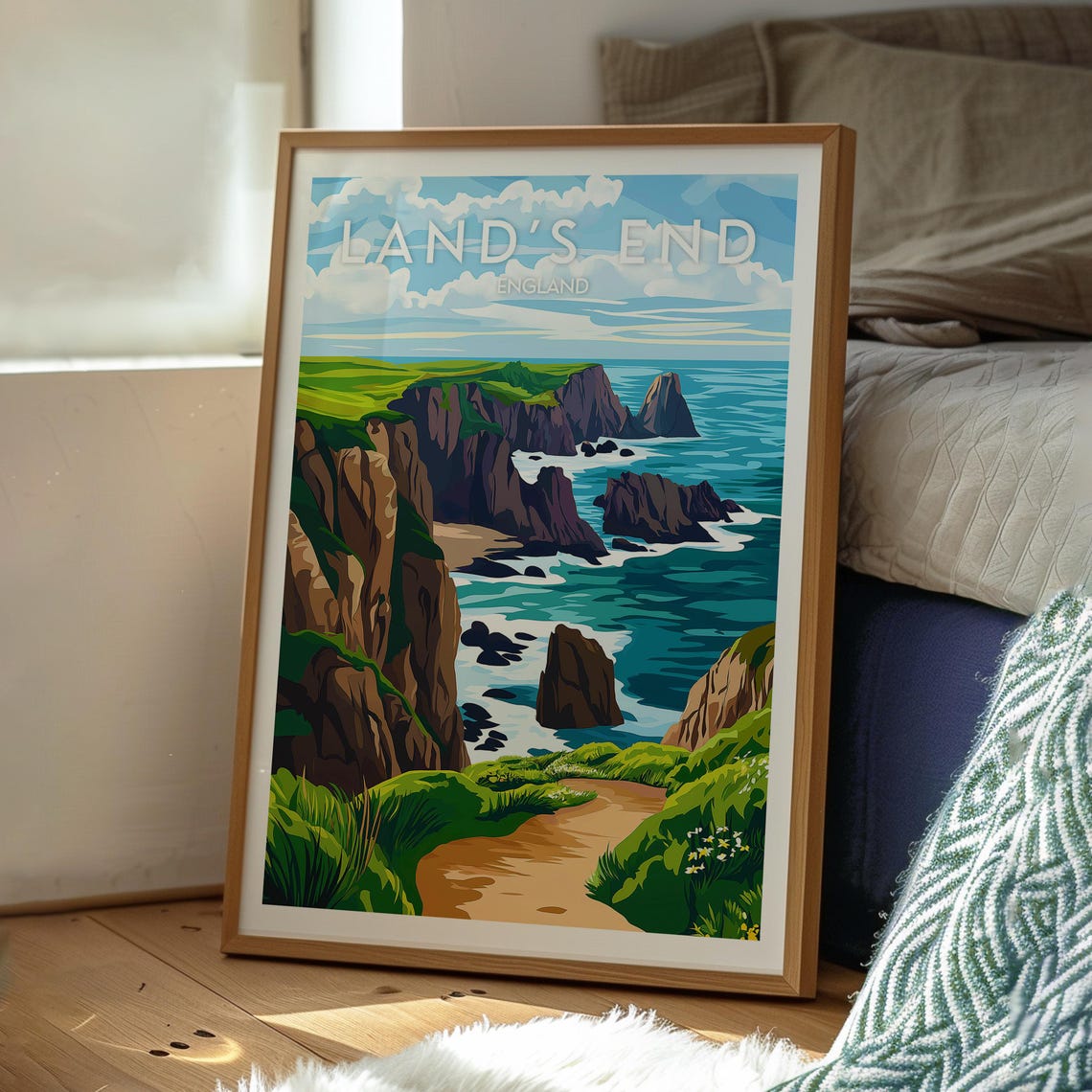 Lands End England Dramatic Cliffs Sea Stacks Coastal Travel Poster - Image 3