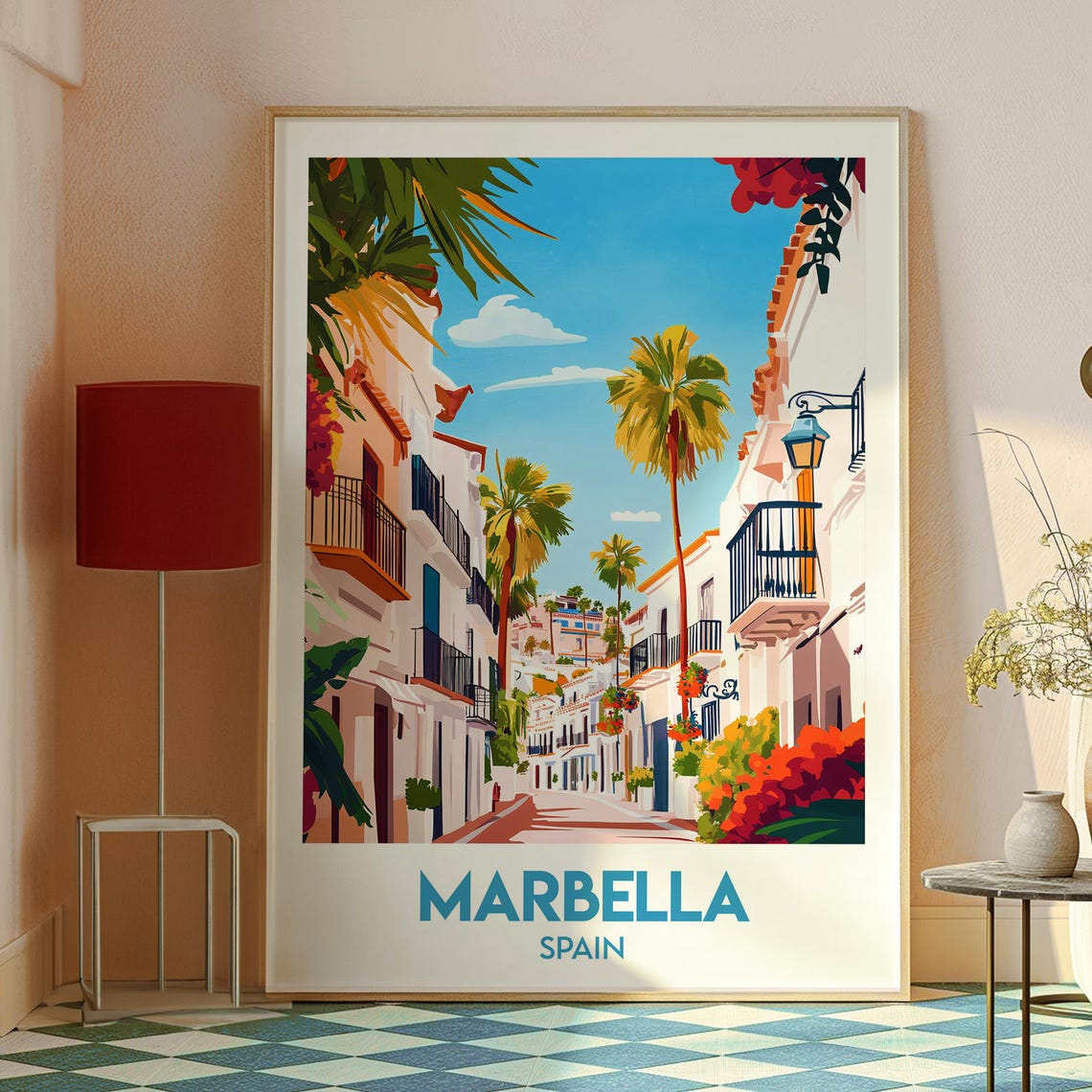 Marbella Spain Costa del Sol Old Town White Street Travel Poster - Image 2