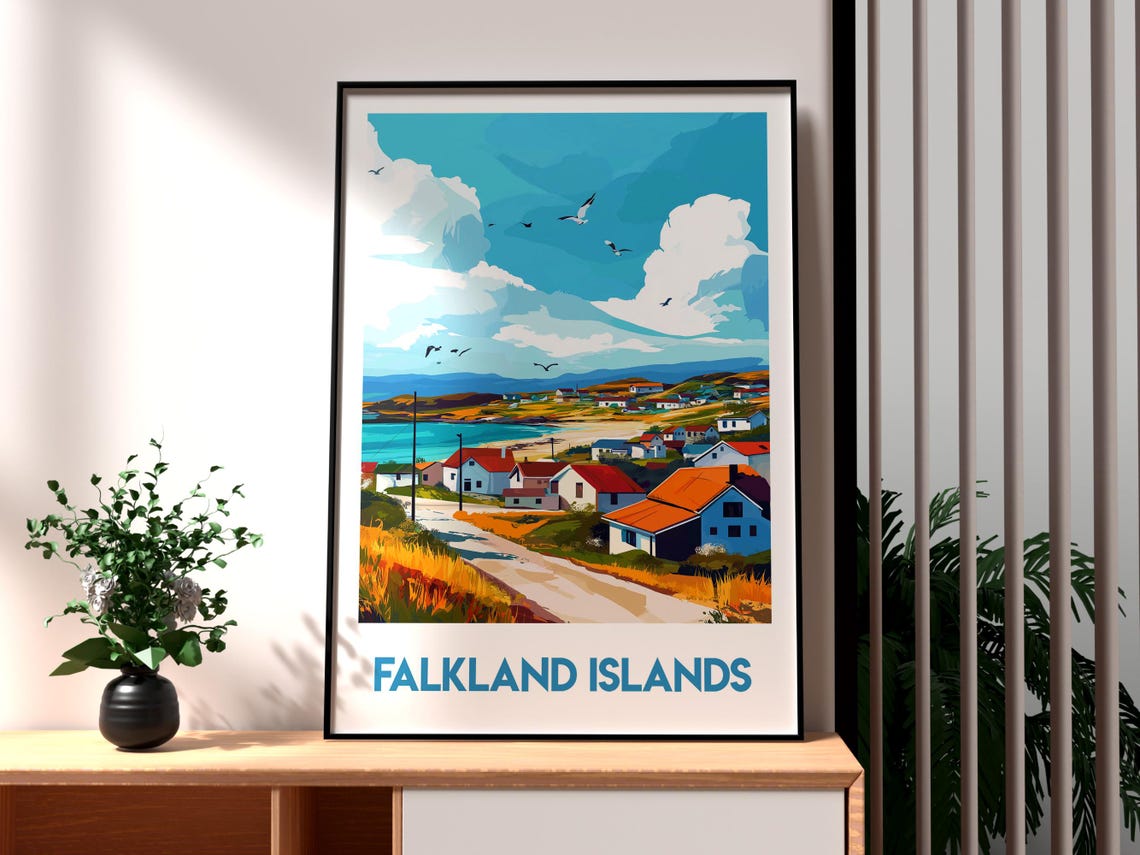 Falkland Islands Print Islas Malvinas Wall Art British Overseas Territory Poster Sea Lion