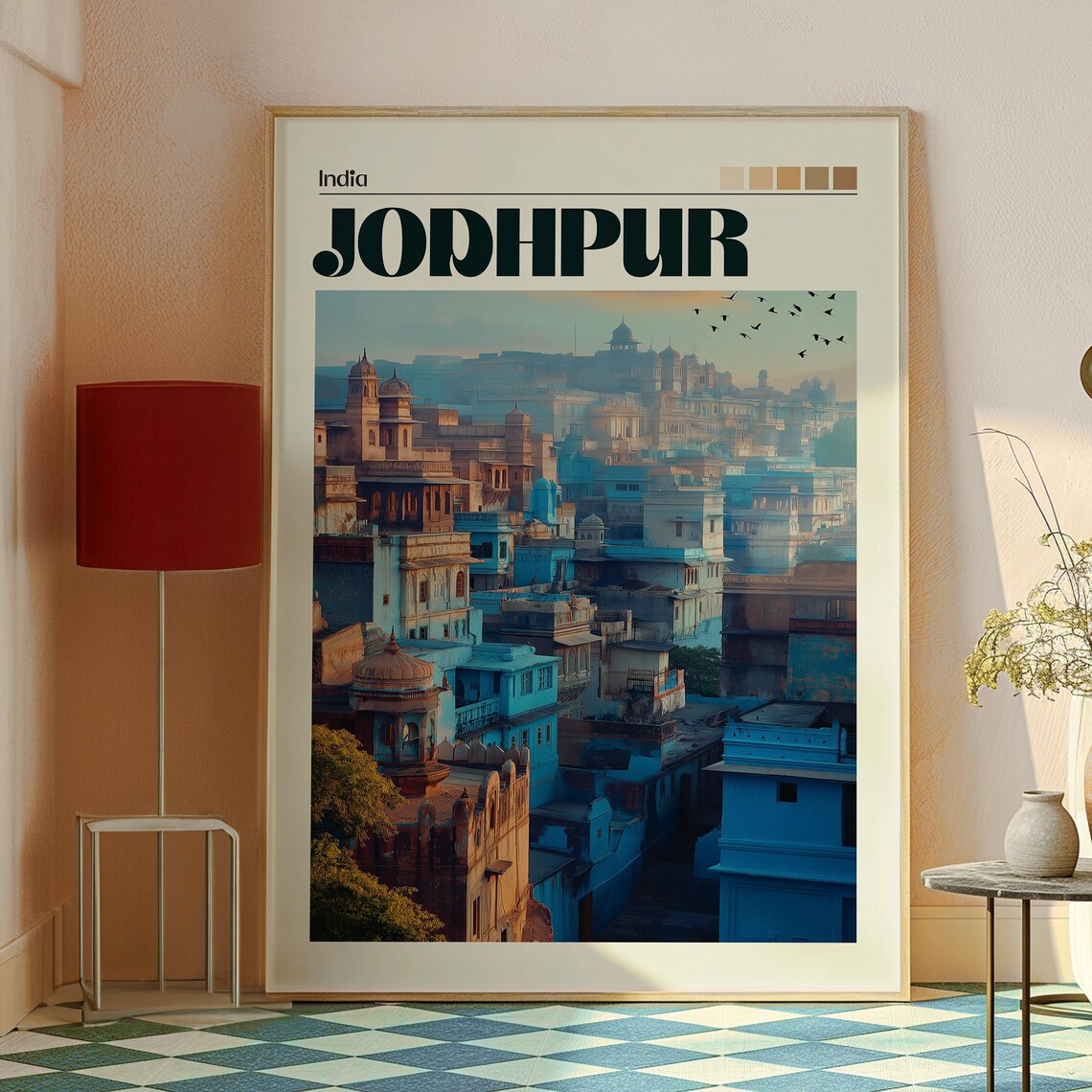 Jodhpur India Blue City Hilltop Fort Morning Light Travel Poster - Image 2