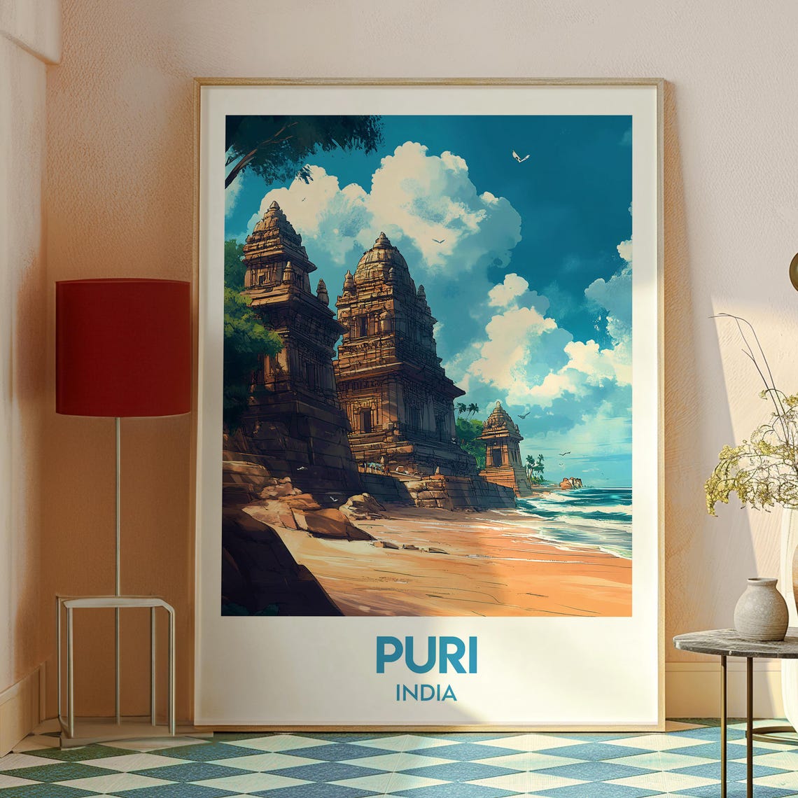 Puri India Beach Temples Sunset Ocean Waves Sacred Travel Poster - Image 2