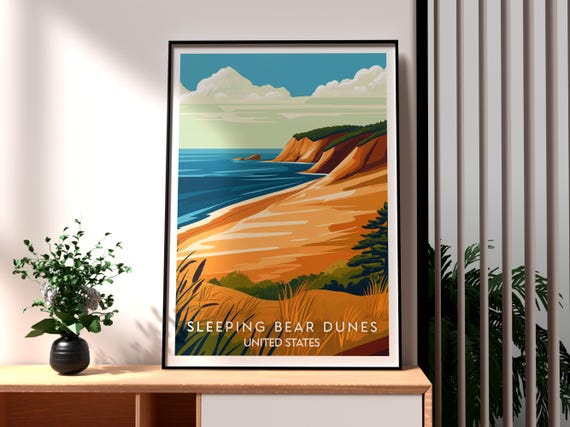 Sleeping Bear Dunes National Lakeshore Print United States Wall Art Park Travel Michigan Poster