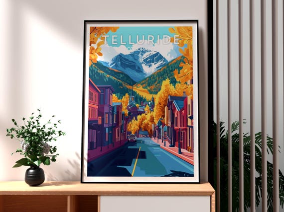 Telluride Poster Colorado Skiing Art Usa Rocky Mountains Wall Print