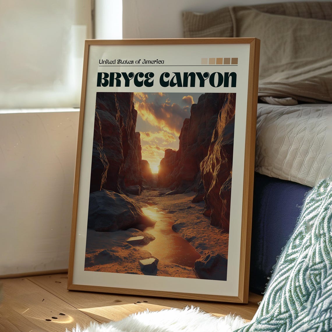 Bryce Canyon Utah Slot Canyon Sunset Desert Glow Vintage Travel Poster - Image 3