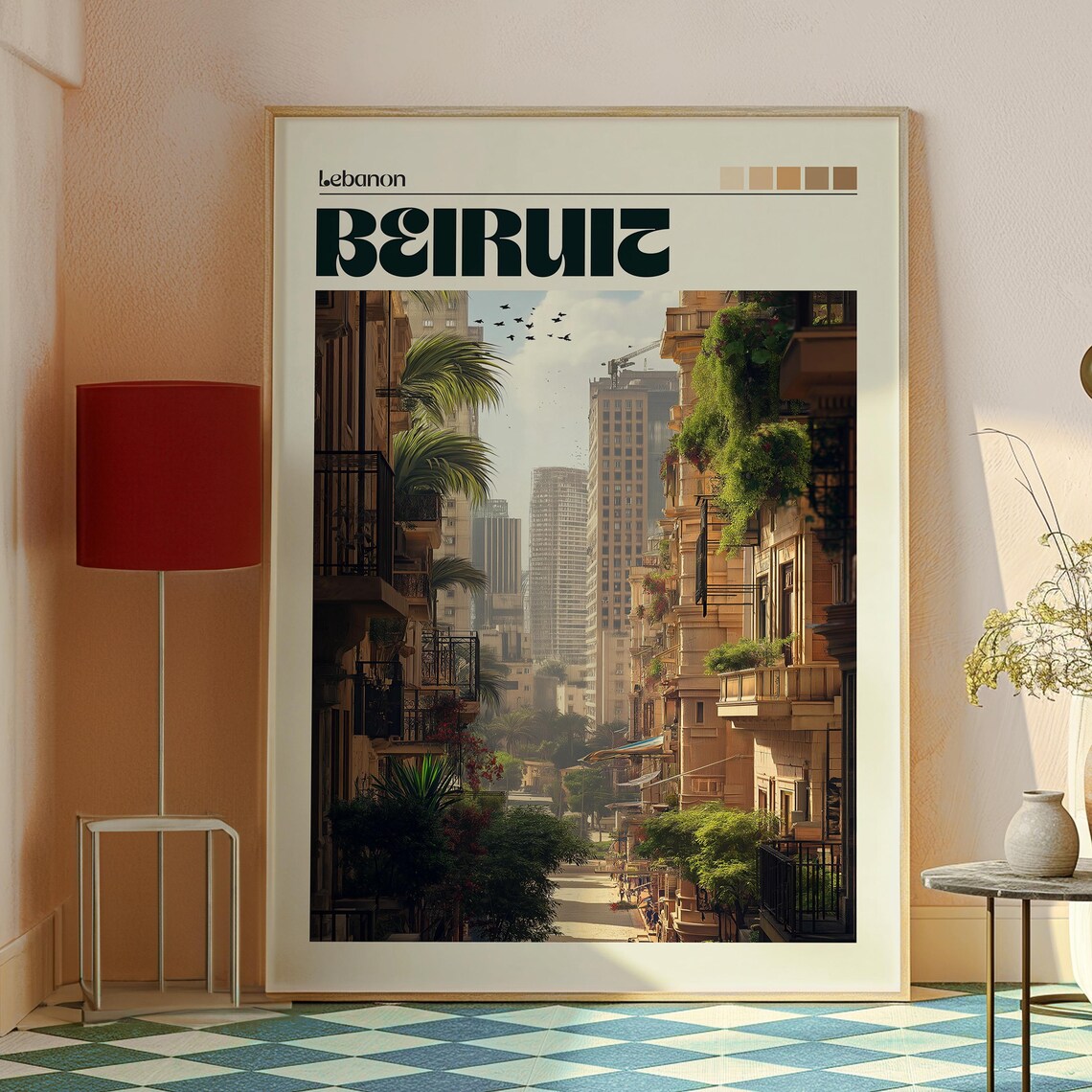 Beirut Lebanon Old Town Balcony Street View Scene Travel Poster - Image 2