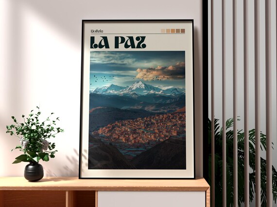 La Paz Bolivia City Sunset Snow Capped Andes Mountains Poster