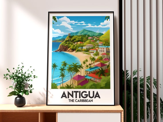 Antigua Travel Print The Caribbean Wall Art Beach Poster Holiday Gift For Traveller