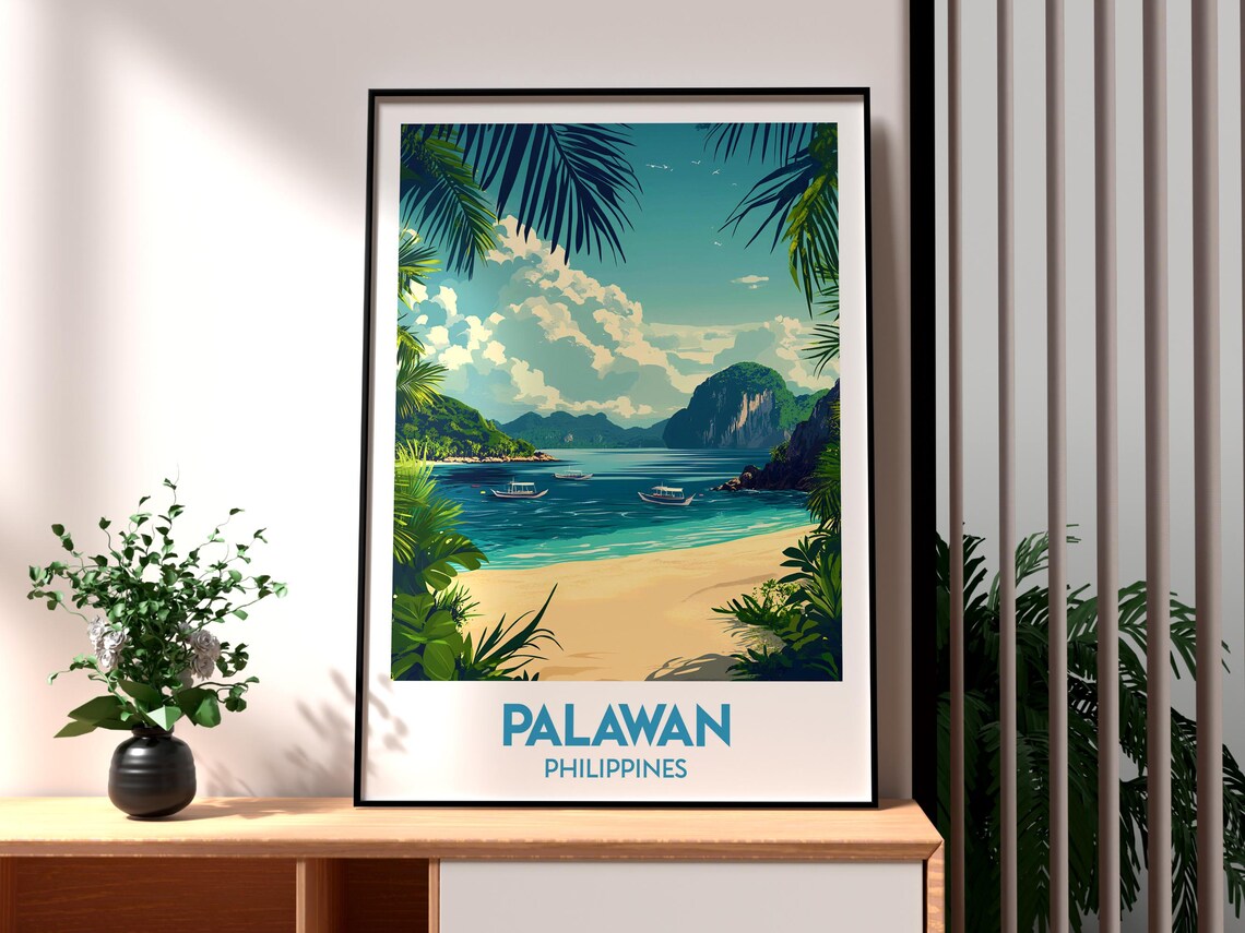 Palawan Philippines Tropical Beach Lagoon Island Travel Poster