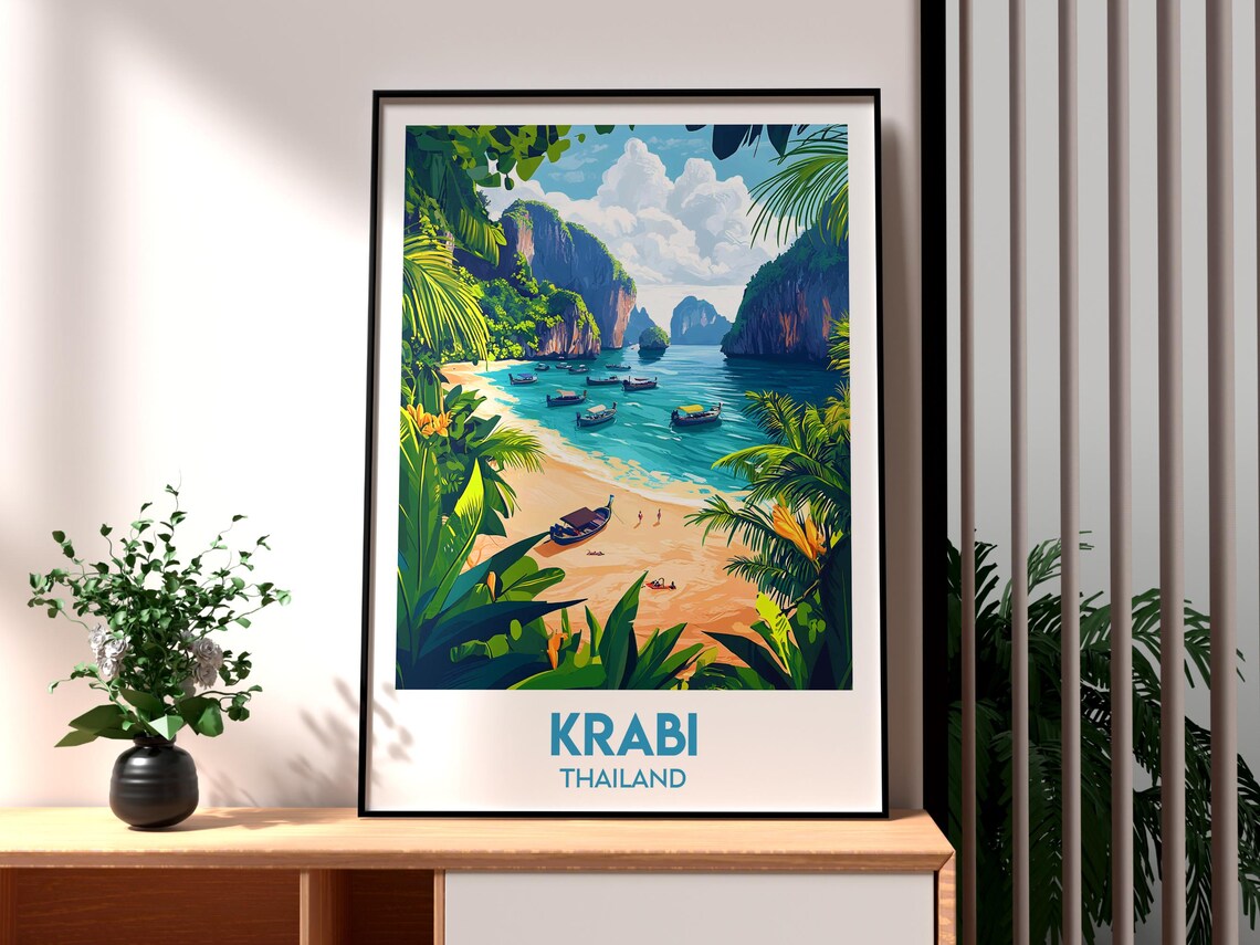 Krabi Thailand Tropical Island Beach Limestone Cliffs Poster