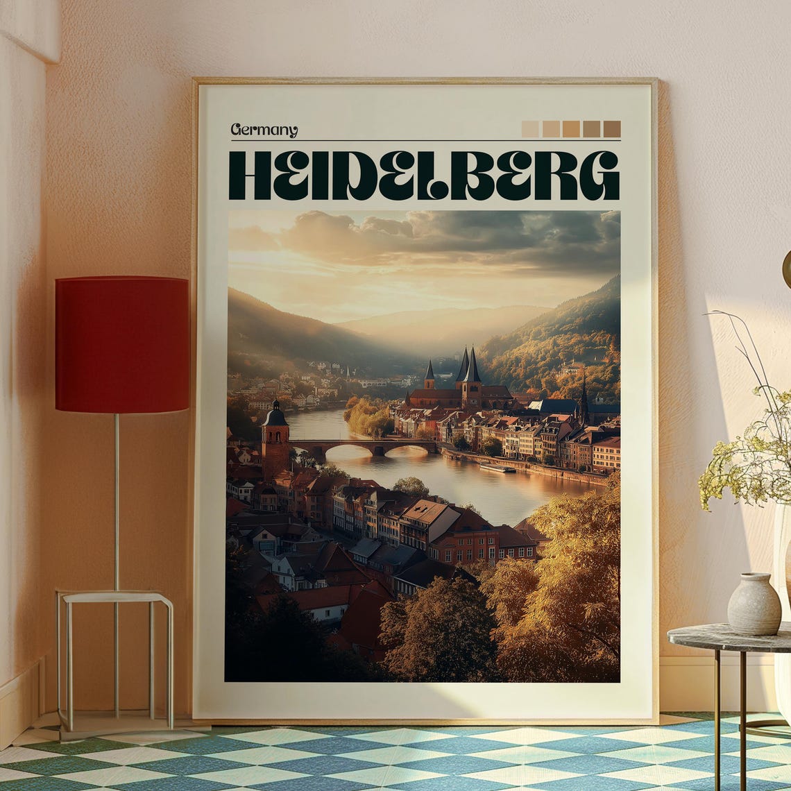 Heidelberg Germany Romantic Old Town River Bridge Sunset View Poster - Image 2