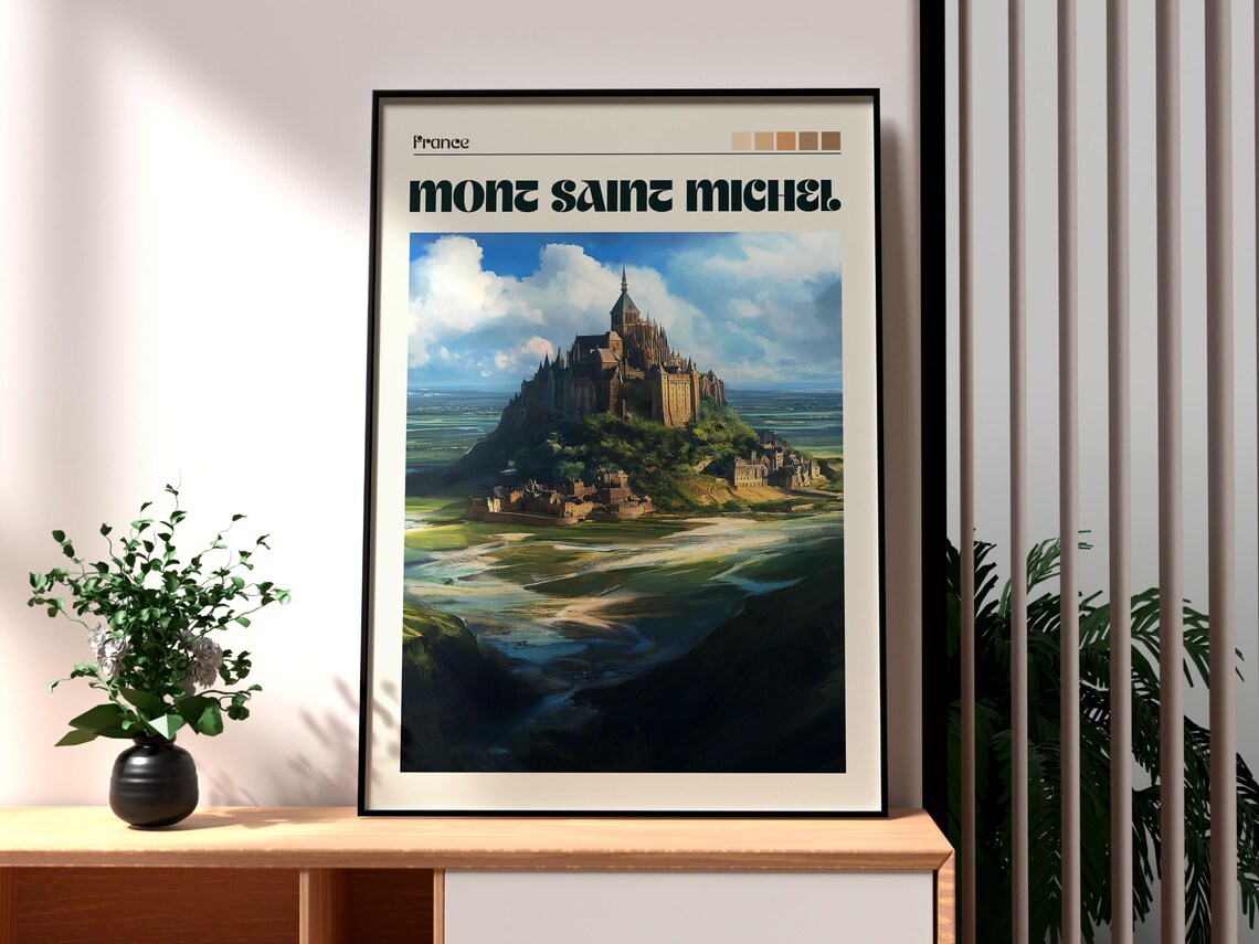 Mont Saint Michel France Tidal Abbey Island Normandy Coast Poster