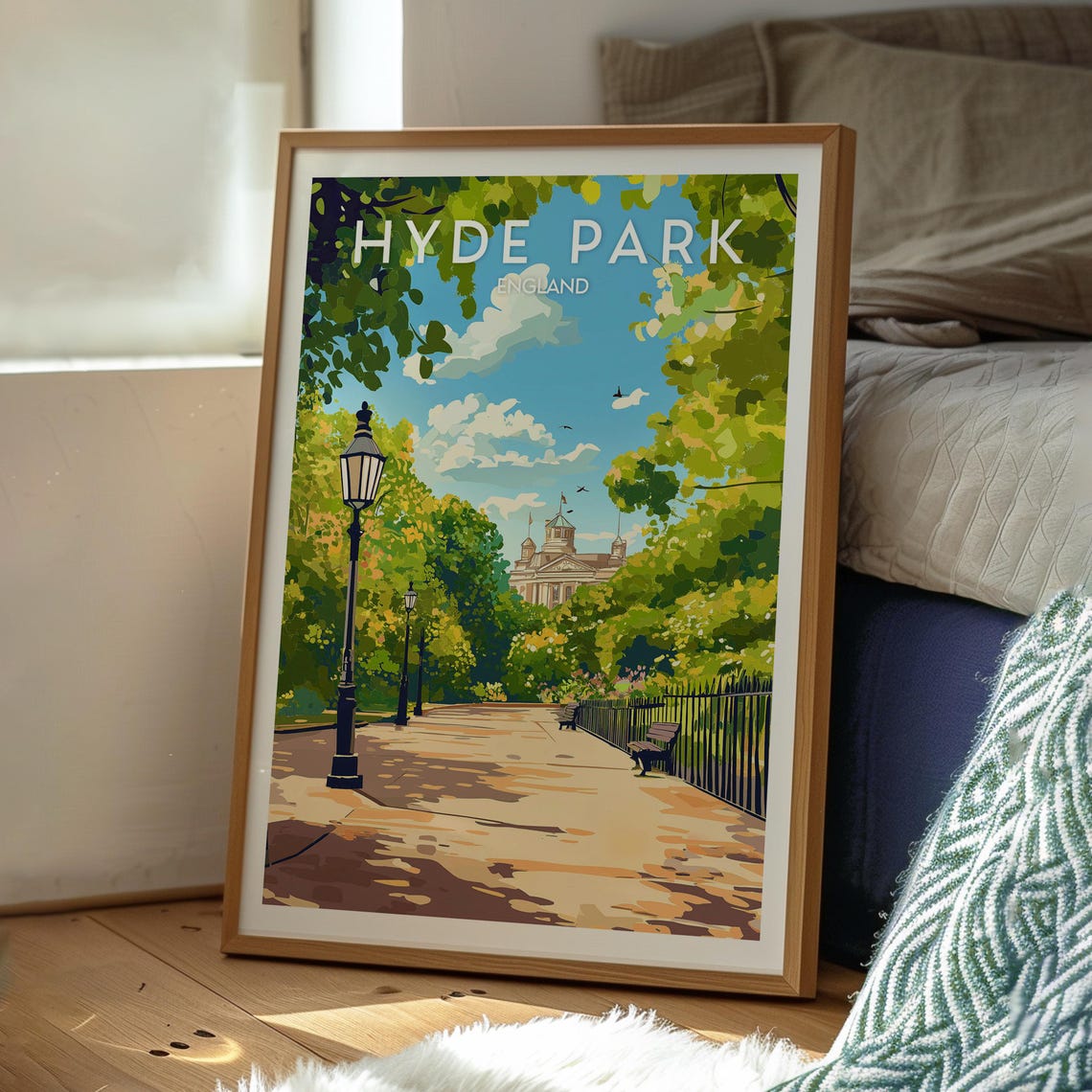 Hyde Park England London Vintage Style Travel Illustration Poster - Image 3