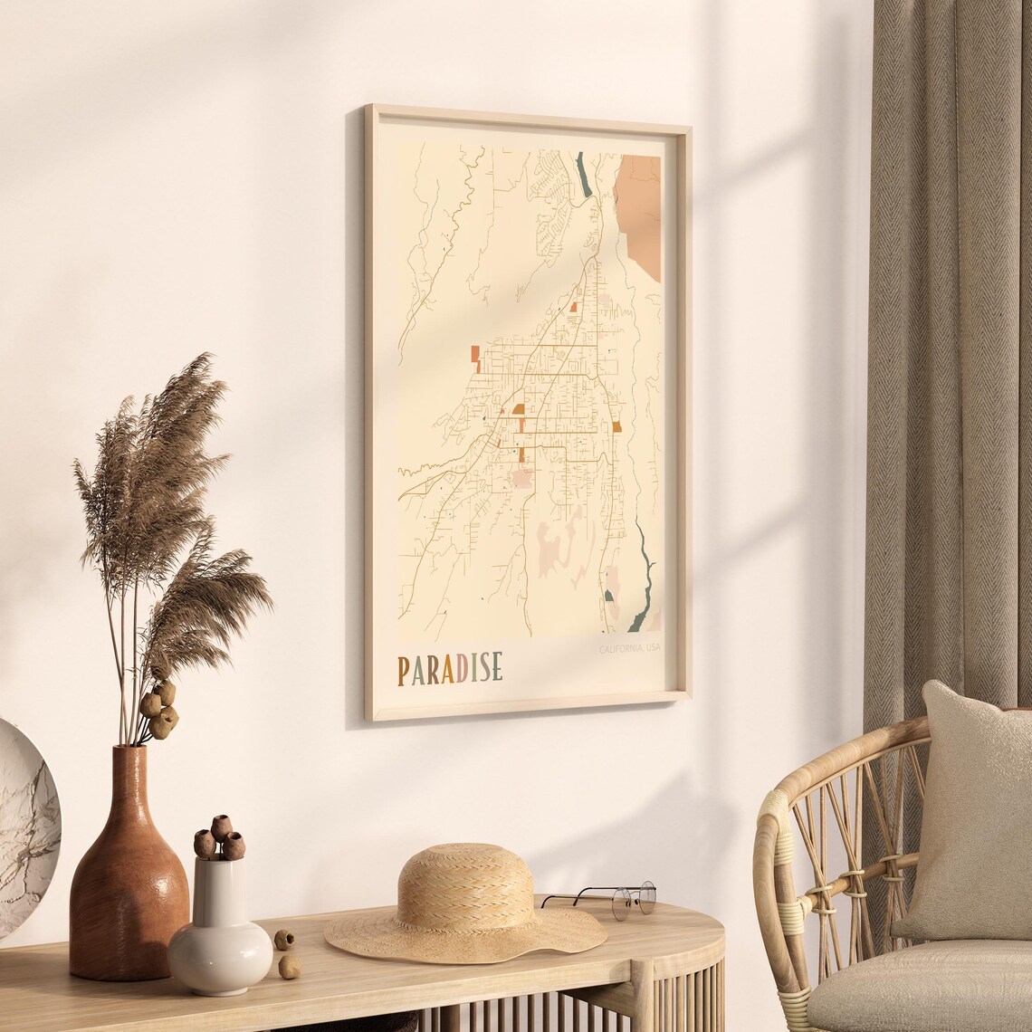 Paradise Map Poster, California Travel Poster - Image 3