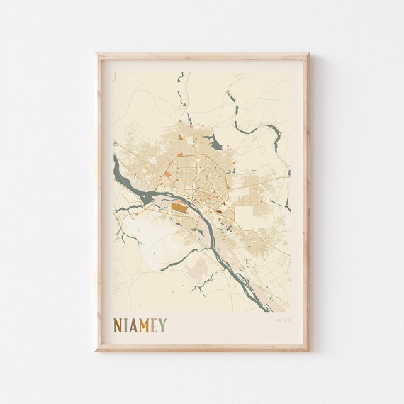Niamey Map Poster Print Wall Art Niger Africa Travel Gift Boho Decor