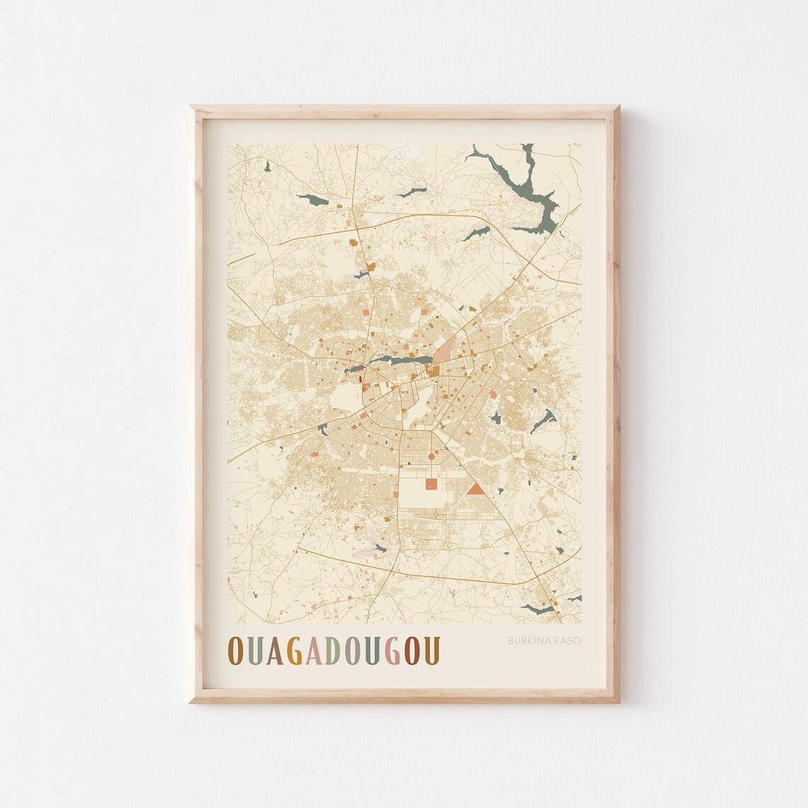 Ouagadougou Burkina Faso City Map Cream Minimalist Travel Poster