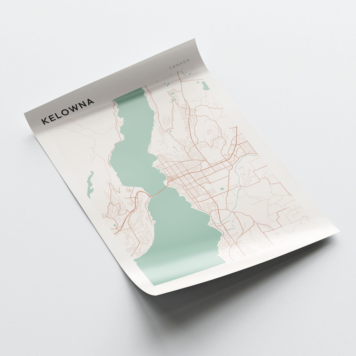 Kelowna Canada Minimalist City Street Map Art Poster Home Decor - Image 2