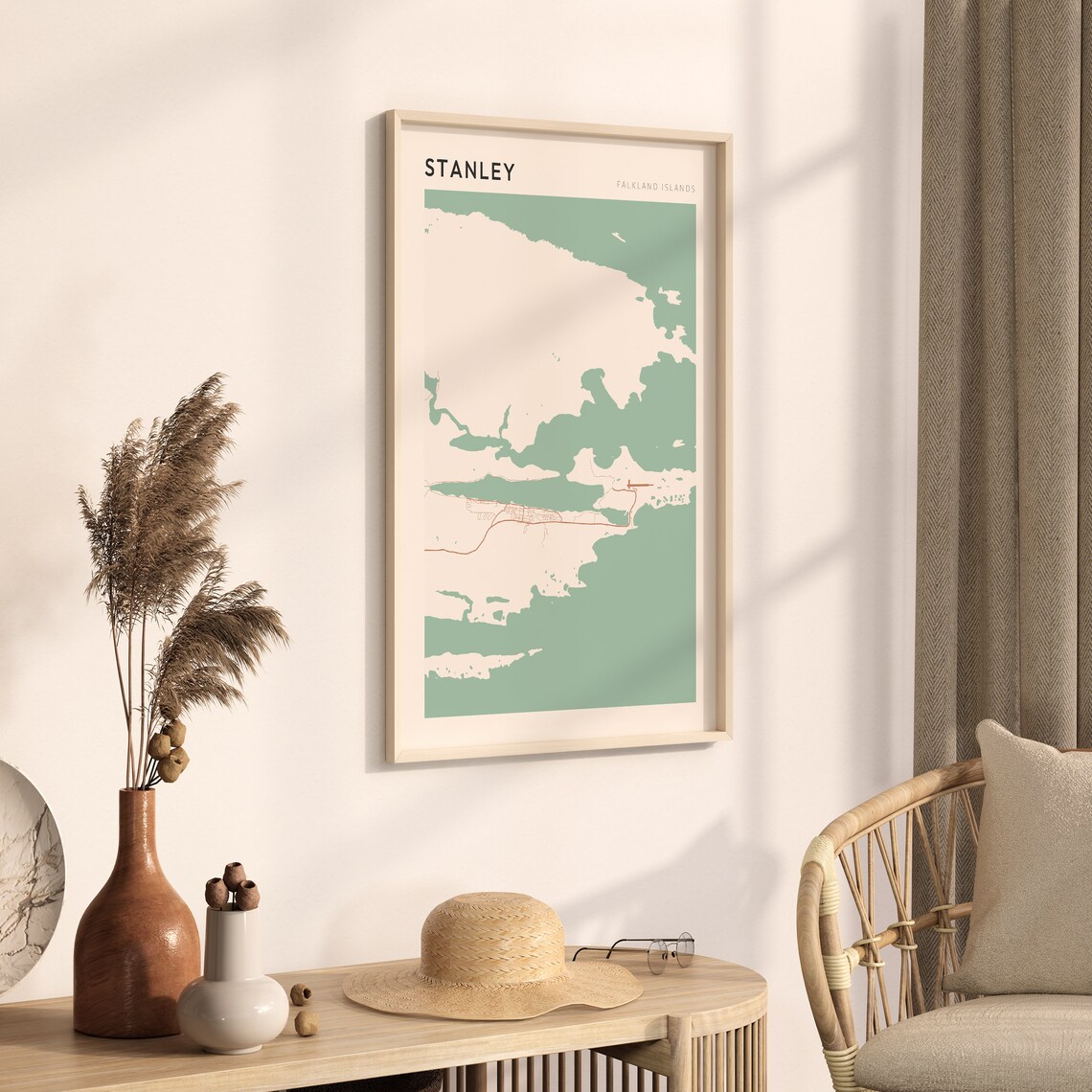 Stanley Falkland Islands Minimalist Boho Coastal City Map Poster - Image 3