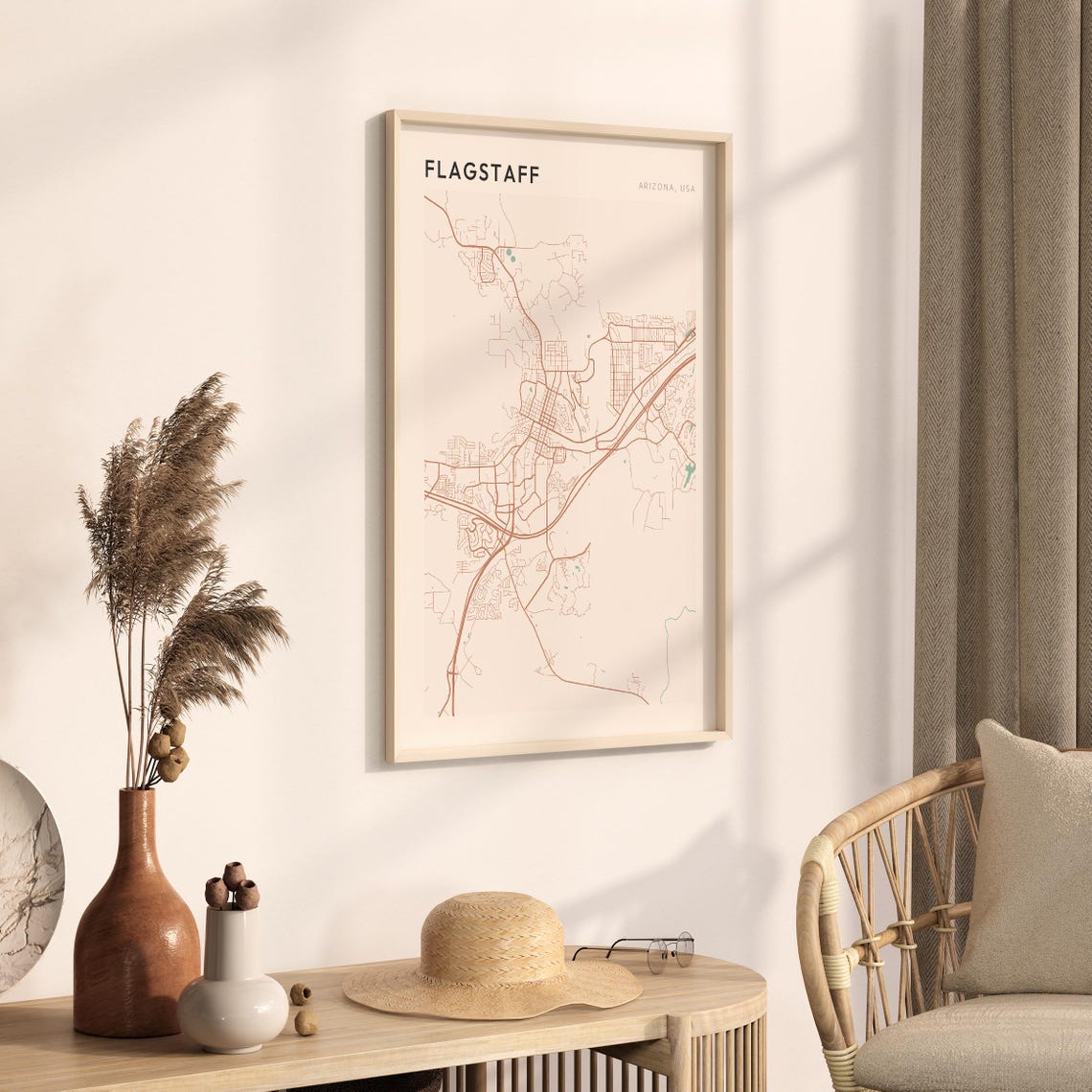 Flagstaff Arizona Modern Farmhouse City Map Poster for Entryway Walls - Image 3