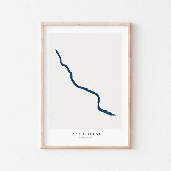 Lake Chelan Print Poster Art Wall Map House Gift Washington