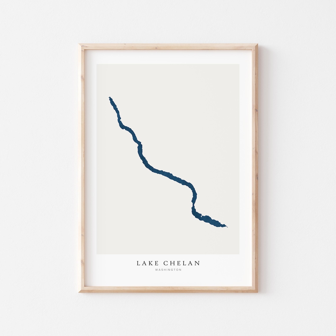 Lake Chelan Washington Minimalist Lake Map Poster Navy Home Decor Art