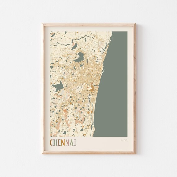 Chennai Map Poster Print Wall Art India Travel Gift Boho