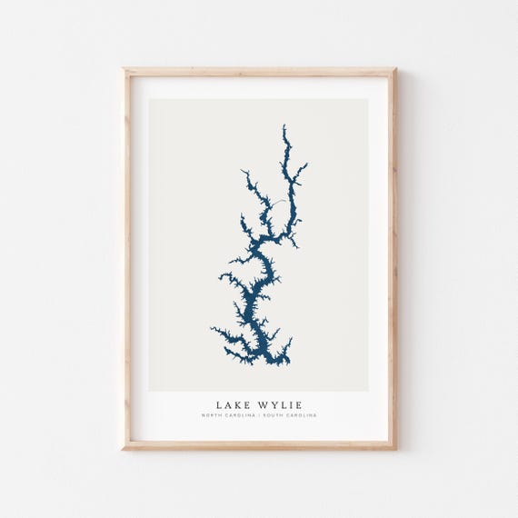 Lake Wylie Travel Poster, North South Carolina Map