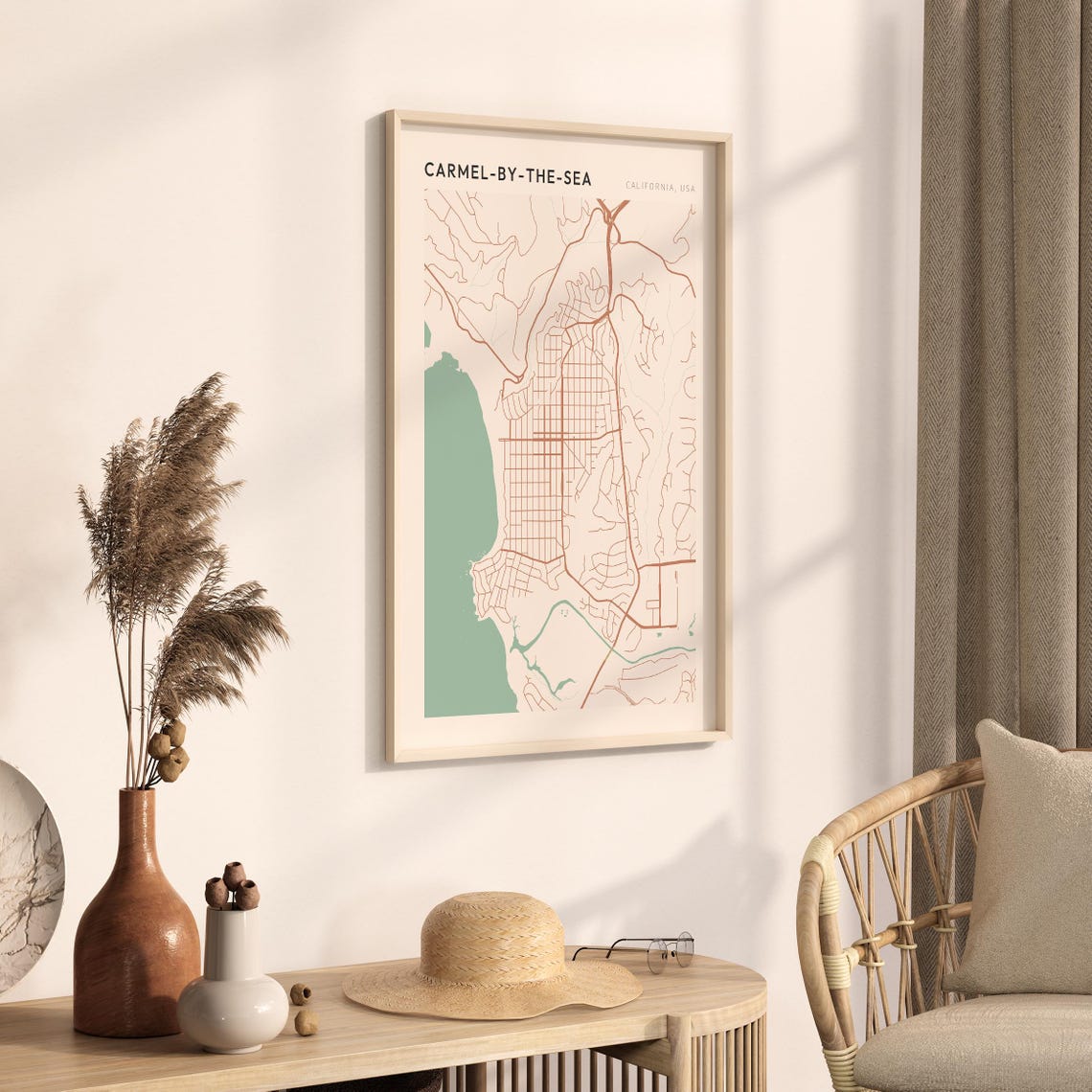 Carmel By The Sea Map Poster Carmel By The Sea Print Carmel By The Sea Poster Carmel By The Sea Wall Art California Farmhouse Art - Image 3