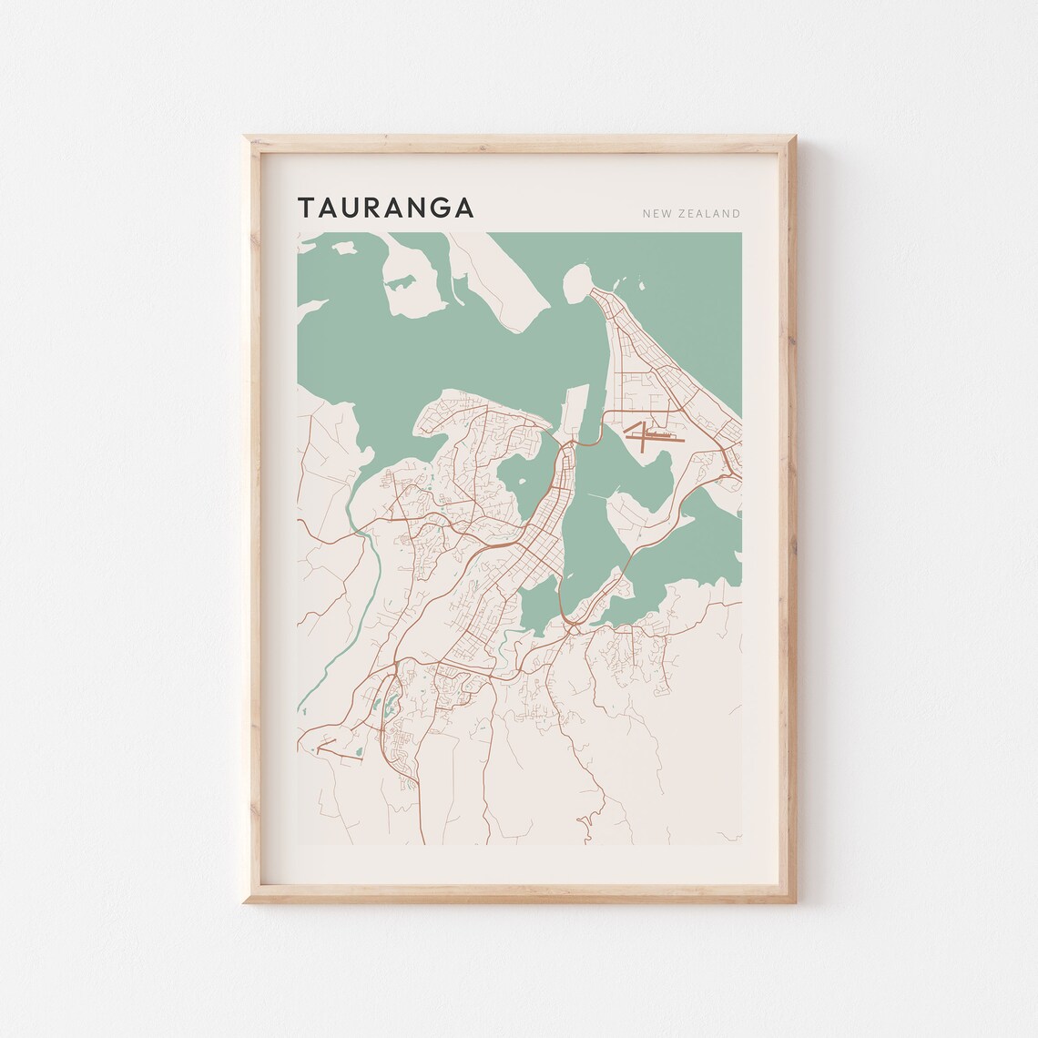 Tauranga New Zealand Minimalist City Street Map Travel Poster