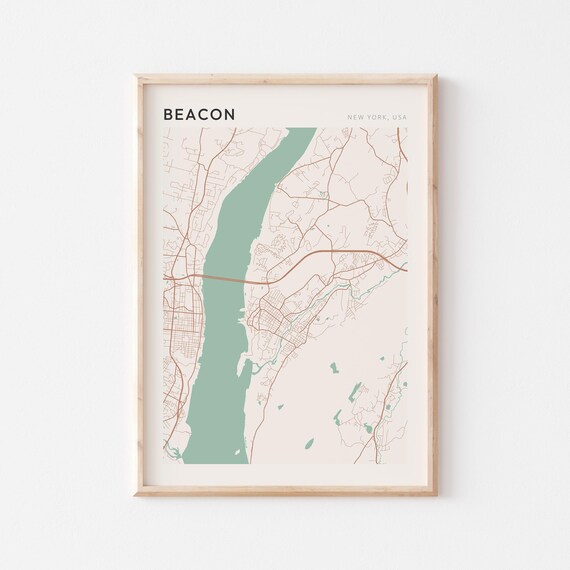 Beacon New York USA Modern Beige Minimal City Street Map Poster