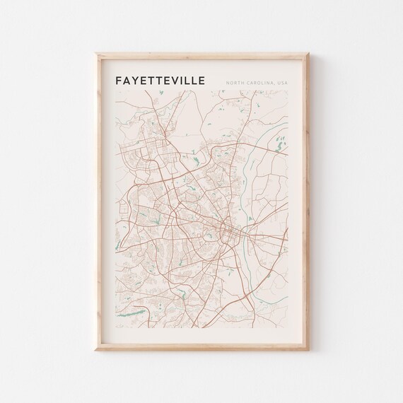 Fayetteville North Carolina Minimalist Line Art City Map Poster