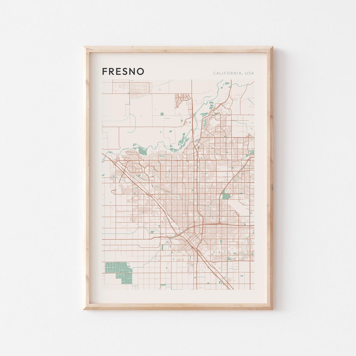 Fresno Map Poster Fresno Print Fresno Poster Fresno Wall Art California Travel Gift Farmhouse Wall Decor Office Art Print