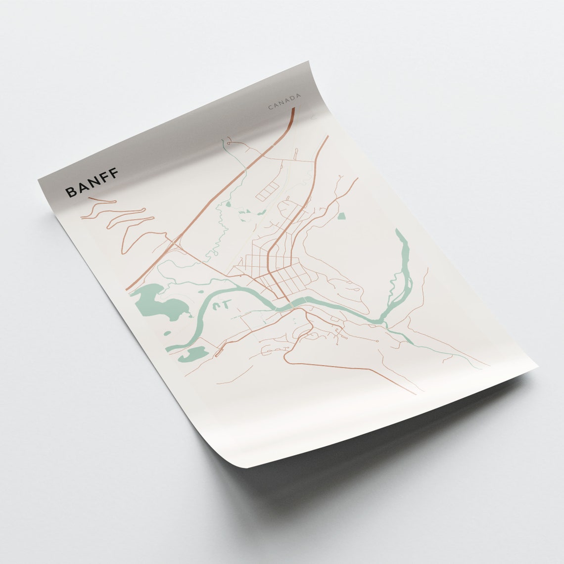 Banff Canada Minimalist City Street Map Art Poster Home Decor - Image 2