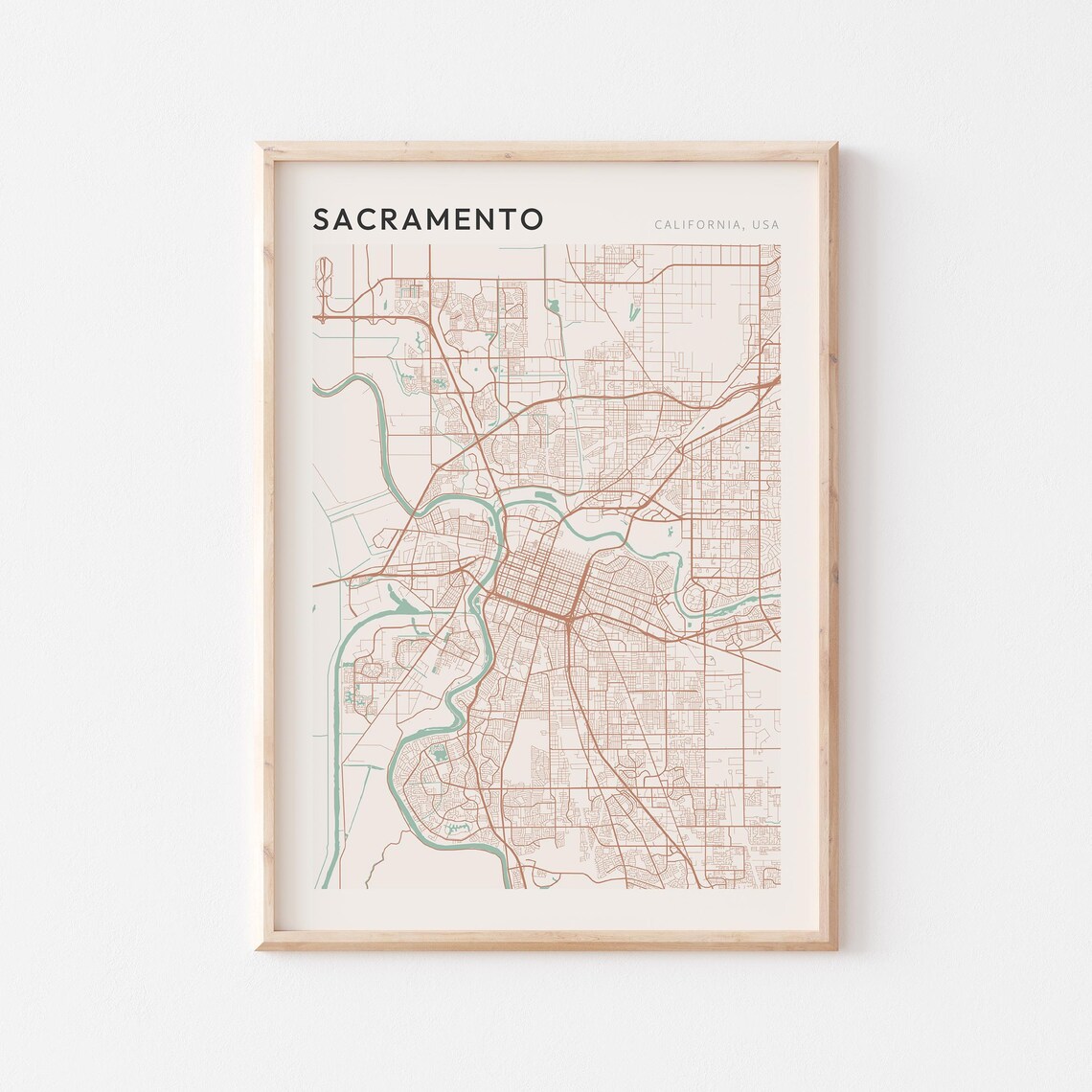Sacramento Map Poster, California Travel Art Print