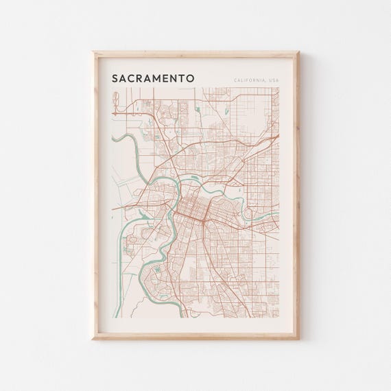 Sacramento Map Poster, California Travel Art Print