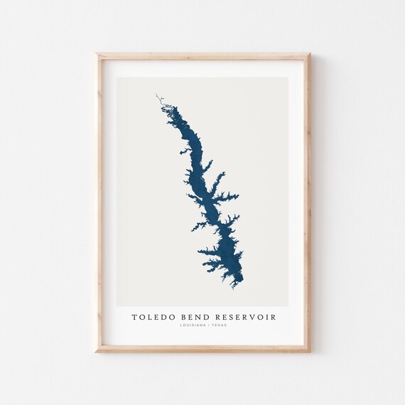 Toledo Bend Reservoir Print Poster Art Lake Wall Map Louisiana Texas