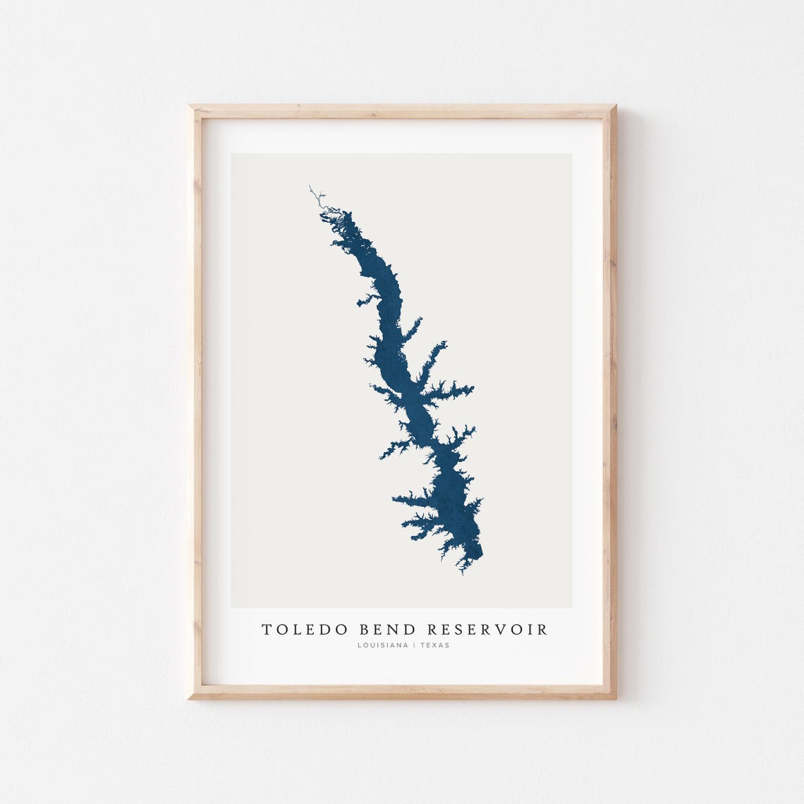 Toledo Bend Reservoir Louisiana Texas Navy Lake Map Wall Poster