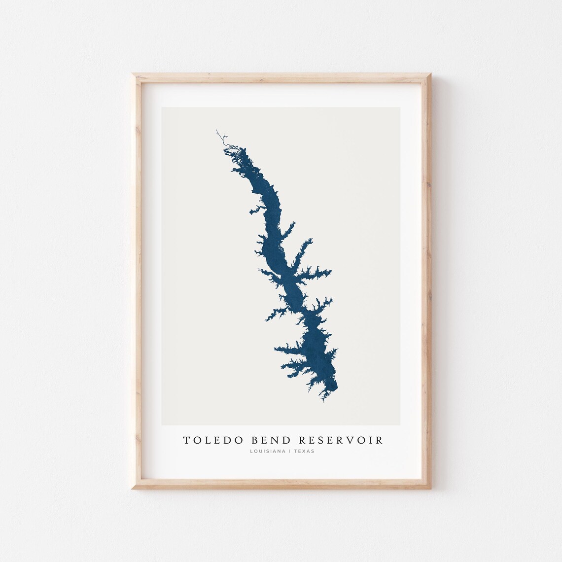 Toledo Bend Reservoir Print Poster Art Lake Wall Map Louisiana Texas