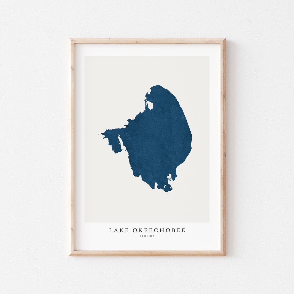Lake Okeechobee Map Art Print, Florida