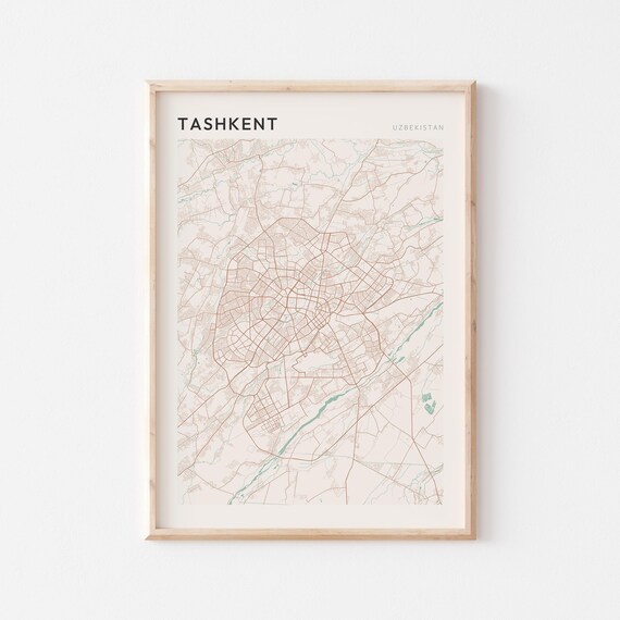 Tashkent Map Poster Print Wall Art Uzbekistan Travel Gift Scandi