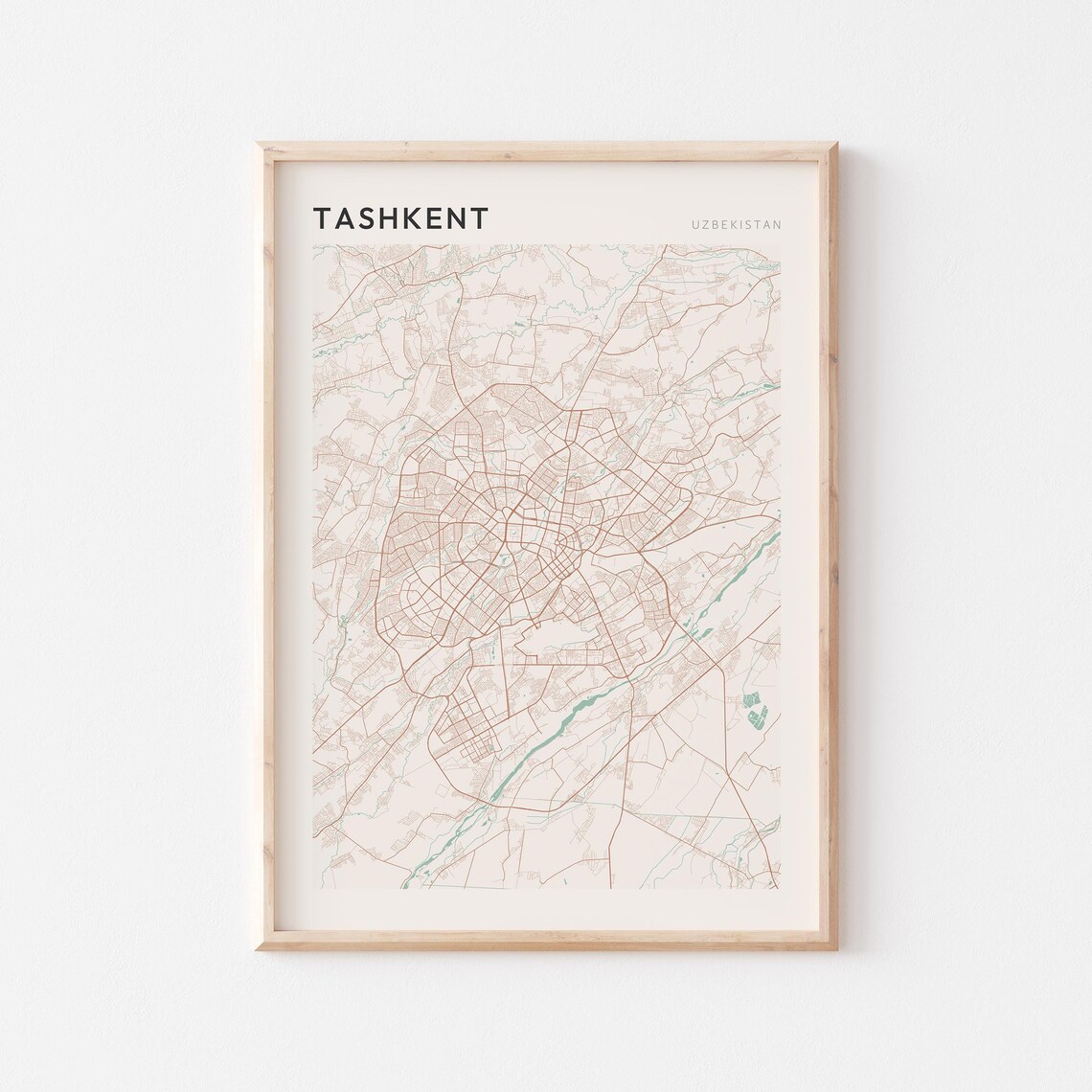 Tashkent Map Poster Print Wall Art Uzbekistan Travel Gift Scandi