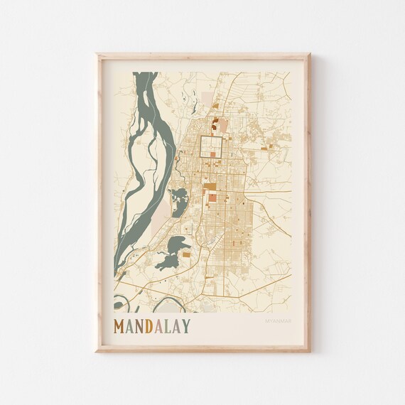 Mandalay Map, Myanmar Travel Gift Poster