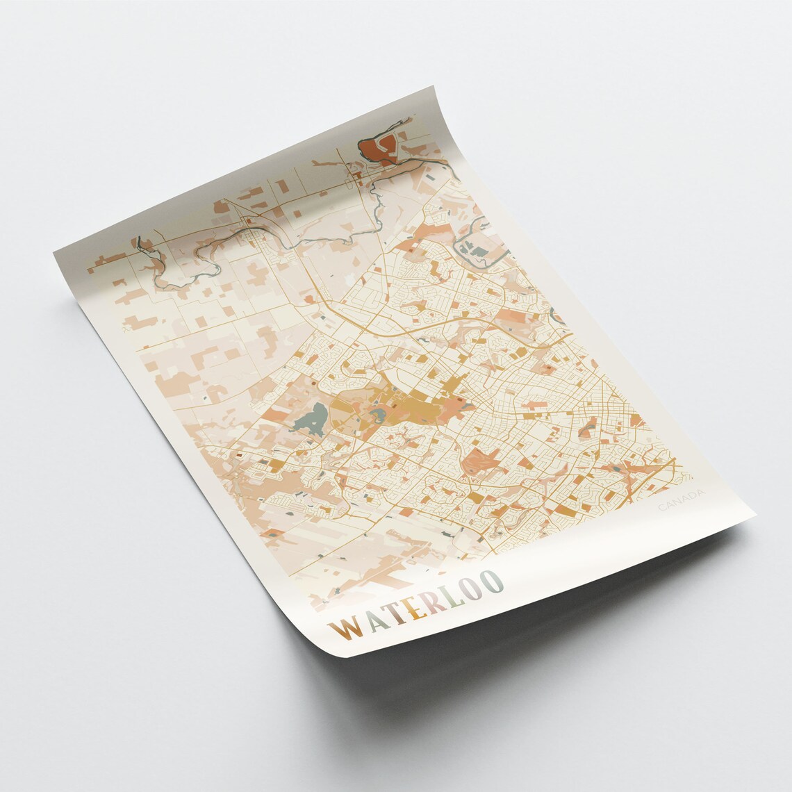 Waterloo Ontario Canada Boho Style Modern City Street Map Poster - Image 2