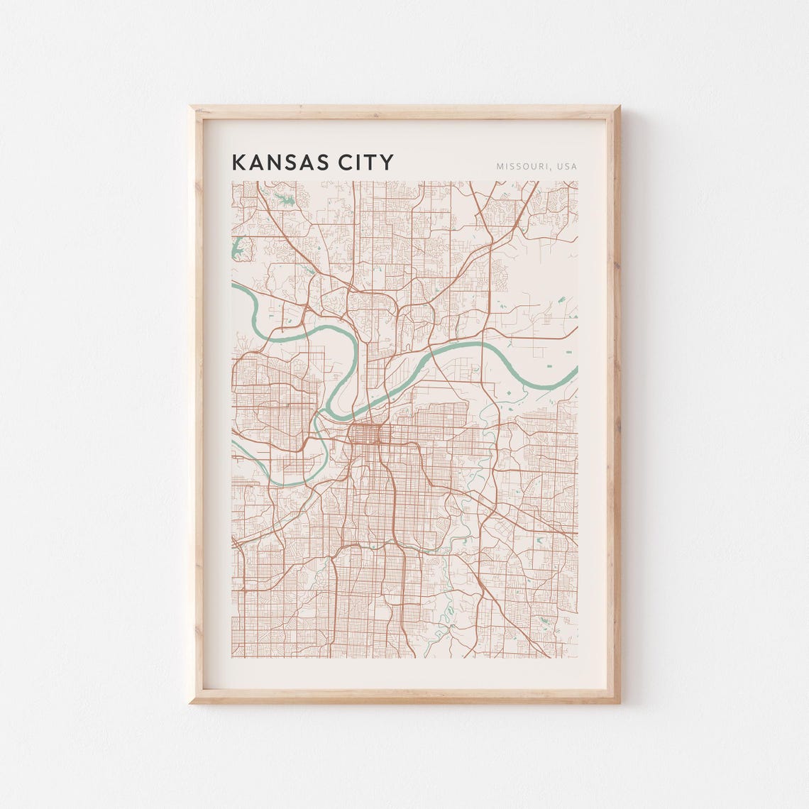 Kansas City Map Poster Kansas City Print Kansas City Poster Kansas City Wall Art Missouri Travel Gift Minimalist Print