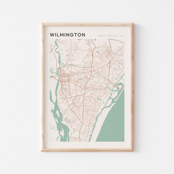 Wilmington North Carolina Minimalist Line Art Coastal Map Poster