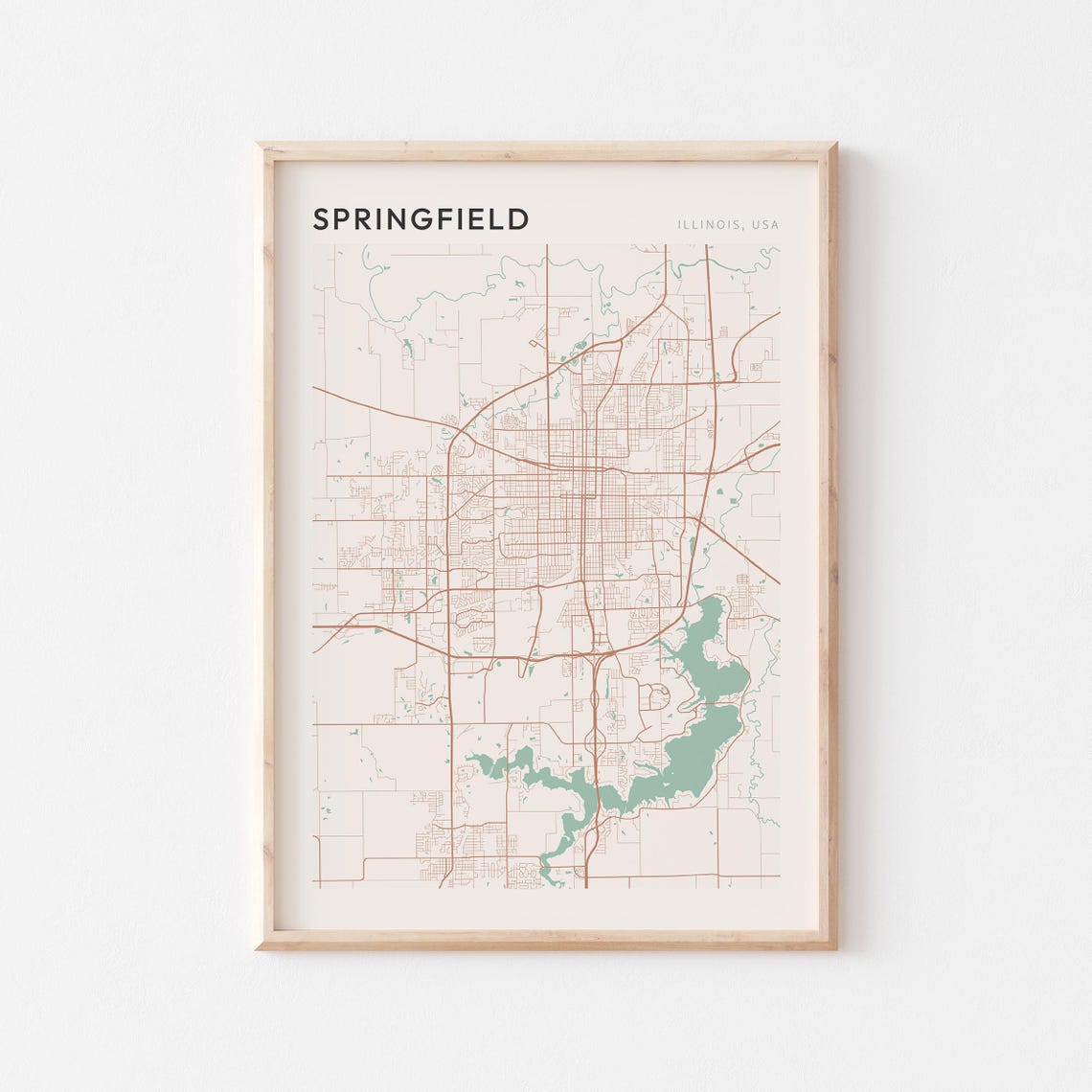 Springfield Illinois Minimalist Terracotta Street Line Map Poster