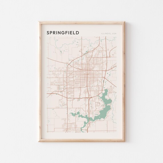 Springfield Illinois Minimalist Terracotta Street Line Map Poster