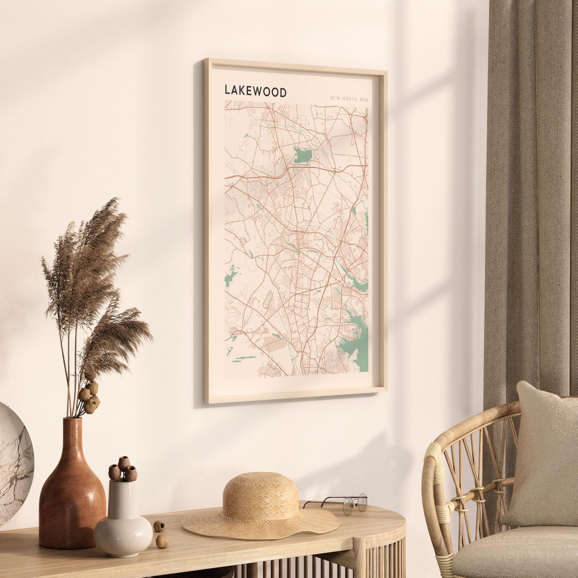 Lakewood Map Poster Lakewood Print Lakewood Poster Lakewood Wall Art New Jersey Travel Gift Minimalist Wall Art - Image 3